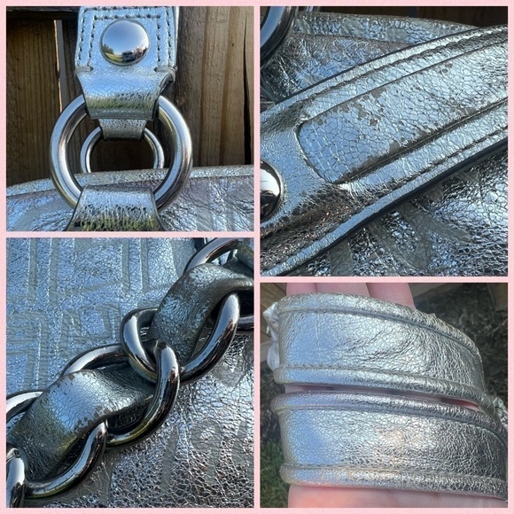 Coach Poppy Silver Spotlight Limited Edition Story Patch Leather Bag RARE 15899 - Picture 16 of 16